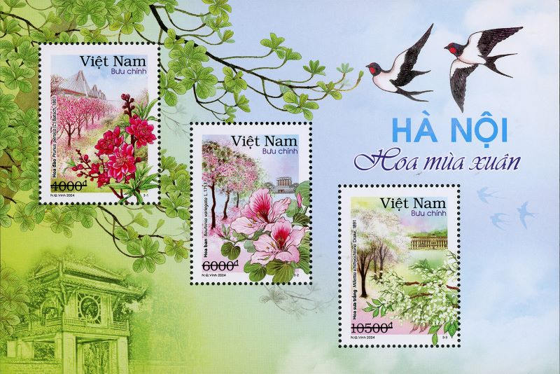 Ha Noi flowers on postage stamps